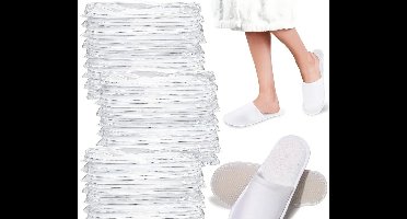 2 Paar Wegwerp Spa Pantoffels – Grote Pluche Antislip Hotel- & Reisschoenen, Individueel Verpakt, Zachte Textiel Pantoffels voor Hotel, Spa & Commercieel Gebruik – Unisex