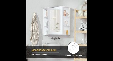 Badkamer Spiegelkast – Medicijnkastje – Wandkast – Opbergkast – Spiegelkast Met Deur – 8 Planken – Vochtbestendig Design