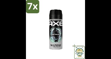 7 x Axe Anti-Transpirant Spray Apollo 150 ml - Grootverpakking - Anti-sweat Spray - 72 Uur Bescherming - Deodorant Spray - Witte Strepen Voorkomen - Geur Groen Fruit