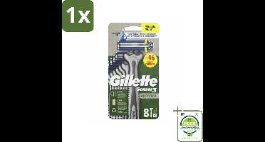 1 x Gillette Sensor3 - Wegwerp Scheermesjes - Recycled - 8 scheermesjes - Wegwerpmesjes - Scheermesjes - Gillette Sensor3 - Duurzame Scheermesjes - Gerecycled Plastic