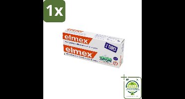 1 x Elmex Junior Tandpasta - Bescherming & Versterking voor Blijvende Tanden - Set van 2 x 75ml - Tandpasta Voor Kinderen - Kinder Tandpasta - Elmex Junior - Tandbederf Voorkomen - Fluoride Tandpasta