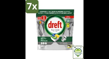 7 x Dreft Platinum - All In One - Vaatwascapsules - Citroen - 34 Afwasbeurten - Grootverpakking - Vaatwascapsules - Vaatwasser - Citroen - Reiniging - Hardnekkige Vlekken
