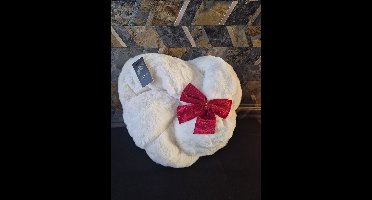 Eviva Home Deco Sierkussen 'Everheart Bowtie' - White Christmas - Wit - Strikvorm - Luxe Kerstcadeau