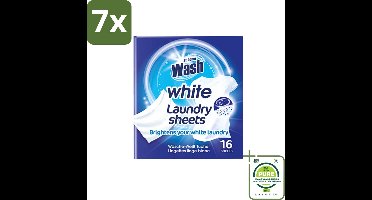 7 x At Home - Wash - Wasdoekjes - Witte Was - Tegen Verkleuring - 12 Doekjes - Grootverpakking - Witte Was - Wasdoekjes - Wasverzachter - Wasmiddel - Wastips