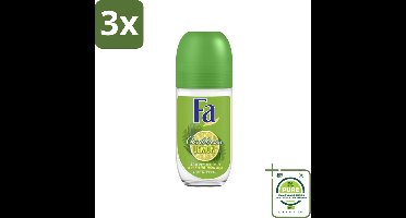 3 x Fa - Deodorant Roller - Caribbean Lemon - Verfrissend - 48 uur Bescherming - Citrusachtig - 50 ml - Grootverpakking - Deodorant - Fa - Caribbean Lemon - Citrusgeur - 48 Uur Bescherming