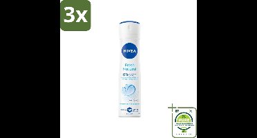 3 x Nivea - Deodorant Spray - Fresh Natural - 48 Uur Lang Werkend - 150 ml - Grootverpakking - NIVEA Deodorant - Anti-transpirant - 48 Uur Bescherming - Natuurlijke Geur - Zee-extracten