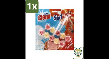 1 x At Home - Clean - Toiletblok - 5in1 Active - Floral Power - Neutraliseert & Reinigt - 2 Blokken- Toiletblok - Toilet Reinigen - Bloemen Geur - Schuimmiddel - Toilet Reinigingsmiddel