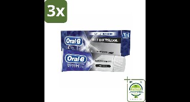 3 x Oral-B Tandpasta 3D White Houtskool 75 ml - Grootverpakking - Tandpasta - Whitening - Houtskool - Diepreiniging - Stralende Glimlach