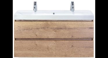 Maxx XL Badmeubelset 120 cm - Natuur Eiken - Wastafel Just Enkel 2 Kraangaten