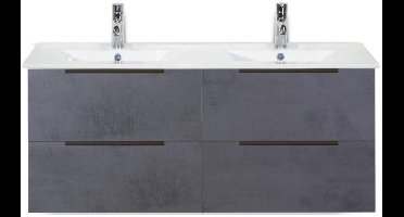Seville Badmeubelset 120 cm - 4 Laden Beton Antraciet Edge Greep - Wastafel Enjoy Dubbel