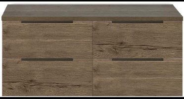 Seville Badmeubelset 120 cm - 4 Laden - Wastafelblad Tabacco Edge Greep