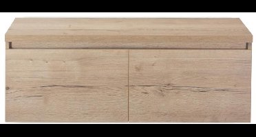 Frozen Badmeubelset 120 cm - Greeplijst in Kleur - Inclusief Wastafelbovenblad Natuur Eiken