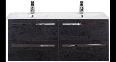 Seville Badmeubelset 120 cm - 4 Laden Black Oak - Keramische Wastafel Wit Enjoy