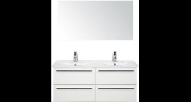 Seville Badmeubelset 120 cm - 4 Laden Wit Hoogglans - Keramische Wastafel Wit Enjoy met Spiegel