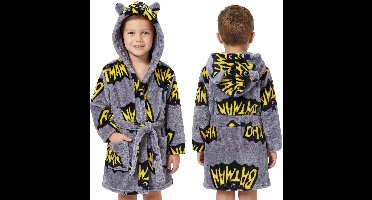 BATMAN Grijs, jongensbadjas met riem, warme badjas met zakken, zachte kamerjas met capuchon voor jongens