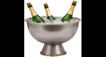 Excellent Houseware Champagnekoeler - op voet - RVS - mat zilver - 39 x 24 cm - schaal