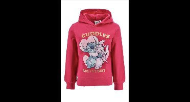Disney Lilo&Stitch Sweater - CUDDLES ARE THE BEST - Hoodie - Stitch - Fuchsia - Katoen/Polyester - Maat 110/116