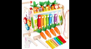 8-in-1 Montessori-speelgoed - vanaf 18 maanden - Hamerspel Houten speelgoed Motorische vaardigheden Speelgoed Xylofoon Kinderen 1 jaar Educatief speelgoed, Cadeau voor kinderen 1 2 jaar Jongen Meisje Doopcadeaus