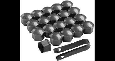 19 mm Auto Wielmoerafdekkingen - Set van 20 stuks met Verwijderingsgereedschap - Grijs - Universeel toepasbaar