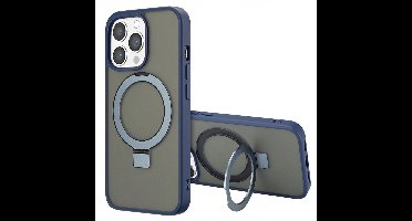 Accezz Hoesje - Geschikt voor Apple iPhone 13 Pro Max - Ring Stand Backcover geschikt voor MagSafe - Blauw