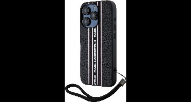 Karl Lagerfeld, Hoesje Geschikt voor Apple iPhone 15 Pro Max Saffiano Athleisure Editie met Band, Zwart