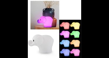 Nachtlampje met Bluetooth Speaker, Oplaadbare Dimbare Kinderen Nachtlamp voor Slaapkamer en Babykamer, Draadloos en 7 Kleuren （Cartoonolifant）