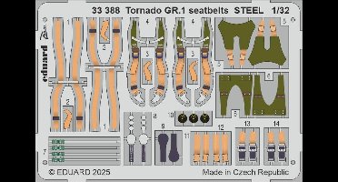 Eduard Modelbouwdecoratie - 33388 Accessoires Set - Stalen Veiligheidsgordels voor Tornado GR.1 - Photo-etch