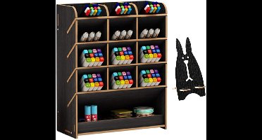 Bureau-organizer - Hout - Multifunctioneel - 12 Aantal compartimenten - met lade - Duurzaam - Gevernist - Tafelbladmontage - 21D x 9,2B x 25,5H centimeter - Kleur : Zwart