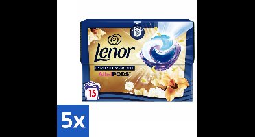 5 x Lenor - Wasmiddel Pods - Universeel - Amber & Orchidee - 15 Wasbeurten - Wasmiddel Pods - Geur - Amber En Orchidee - Wasgeur - Langdurige Frisheid