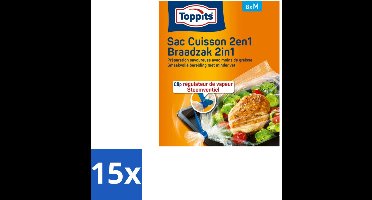 Toppits – 2-in-1 Braad- & Stoomzakken – Maat M – 8 Zakjes - Bulkverpakking - 15 stuks
