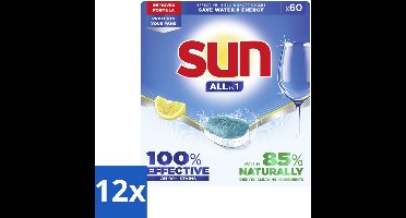 12 x Sun - Vaatwastabletten - All-in-1 Citroen - 60 tabletten - Vaatwastabletten - Citroen - Reiniging - Schone Vaat - Vlekken Verwijderen