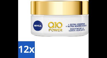 12 x NIVEA - Q10 Power Dagcrème Extra Voedend - Anti-Rimpel Crème - SPF 15 - Biologische Arganolie - Droge huid - 50 ml - Nivea Q10 - Dagcrème - Anti-rimpelcrème - Droge Huid - Voedende Dagcrème