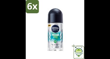 NIVEA MEN - Deodorant Roller - Fresh Kick - 50 ml - Voordeelverpakking - 6 stuks - Frisheid - Anti-transpirant
