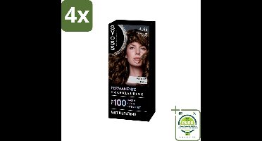 SYOSS - Permanent Coloration 4-65 - Haarverf - Permanente Haarkleuring - Chocolate Copper - Grijsdekking - Voordeelverpakking - 4 stuks - Permanente haarkleur - Chocolade koper