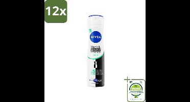 NIVEA - Deodorant Spray - Onzichtbaar Fris Voor Zwart & Wit - Anti-Transpirant - 150 ml - Voordeelverpakking - 12 stuks - NIVEA deodorant - Anti-transpirant