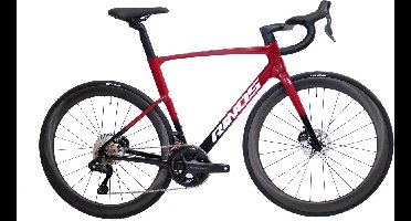 Rinos Odin 7.1 Carbon Road - Racefiets - met UCI Frameset - met SHIMANO Ultegra Di2 - 24 versnellingen en schijfremmen - lichte fiets voor dames en heren -Wielen van koolstofvezel - 700 x 40C - Zwart en Rood - S-52