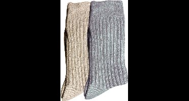 green-goose® Alpaca Sokken Dames - 2 Paar Damessokken Alpacasokken - Grijs/Beige - Maat 39-42 - Heerlijk Zacht Alpacawol