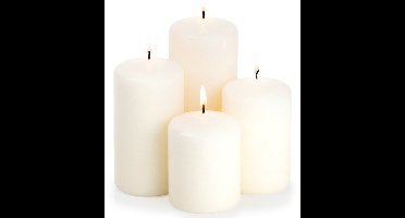 Kaarsen Blok Wit Geurloos 4 stuks - Stompkaarsen - Set