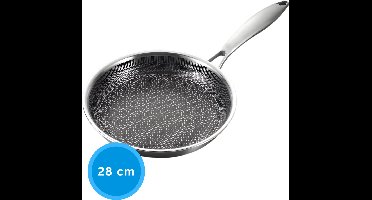 Livista Koekenpan RVS - Inductie, Elektrisch, Keramisch & Gas - RVS Honingraat Anti-Aanbakpan - Ø 28 cm - PFAS & PTFE vrij