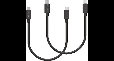 2x Micro USB naar USB C Kabel Zwart - 0,2 meter - Oplaadkabel voor Sony Xperia Z / Z Ultra / Z1 / Z1 Compact / Z2 / Z3 / Z3 Compact / Z3 Plus / Z5 / Z5 Compact / Z5 Premium / ZL / ZR