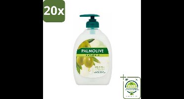 20 x Palmolive - Milk & Olive - Handzeep Met Pomp - Verzorgend & Mild - 500 ml - Grootverpakking - Handzeep - Melk - Olijf - Natuurlijke Ingrediënten - Verzorgend