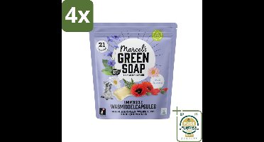 Marcel's Green Soap - Wascapsules - Wilde Bloemen - Gemak in één dosis - 21 Capsules - Voordeelverpakking - 4 stuks - Wasmiddel capsules - Milieuvriendelijke was