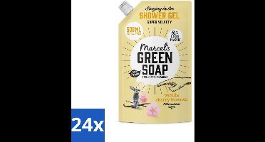Marcel's Green Soap - Shower Gel - Navulling - Vanille & Kersenbloesem - Krachtige werking - 500 ml - Voordeelverpakking - 24 stuks