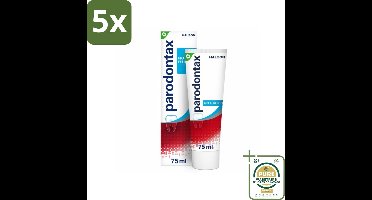 5 x Parodontax – Tandpasta – Zonder Fluoride – 75 ml - Grootverpakking - Tandpasta Zonder Fluoride - Gezond Tandvlees - Bloedend Tandvlees - Tandplak Verwijderen - Natuurlijke Tandpasta