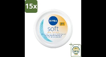 15 x NIVEA – Bodycrème – Soft Daily UV SPF 15 – 250 ml - Grootverpakking - Hydratatie - Zonbescherming - SPF 15 - UV-filter - Bodycrème