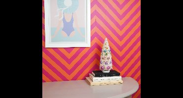 Kerstboom - Kunst Kerstboom met gekleurde ballen - Sisal/ Kunststof -Beige /Multicolour - 12x31 cm