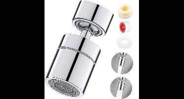 Boraboi® Zilveren draaibare kraanverlenging voor keuken en badkamer gebruik,Zilver,6*2,4 cm
