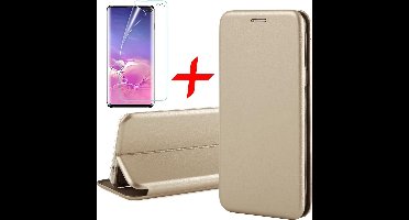 Hoesje geschikt voor Samsung Galaxy S10 Plus - Screen Protector PET - Book Case Kunstleer ThinShield Roségoud & Screenprotector