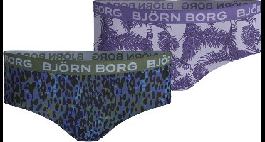 Björn Borg - Meisjes - Panterprint Hipster 2-Pack - Blauw/Groen/Multicolour/Paars - Maat 122-128