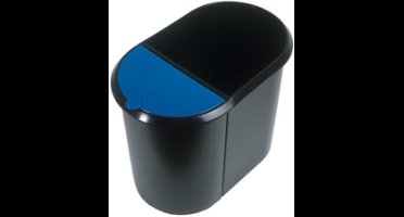 HELIT Duo System afvalbak - 29 liter - Kunststof - Zwart/Groen - bxdxh 445x280x350 mm